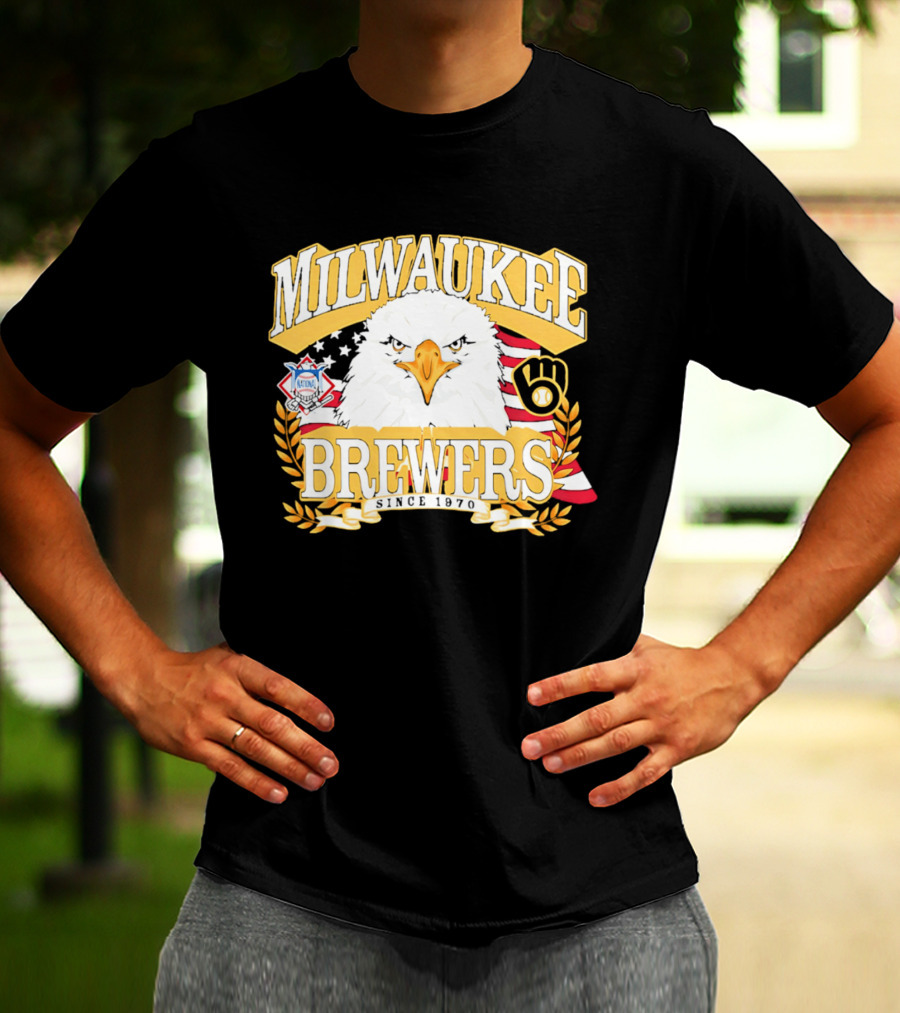 Milwaukee Brewers Eagle American Flag 250th Celebration T-Shirt
