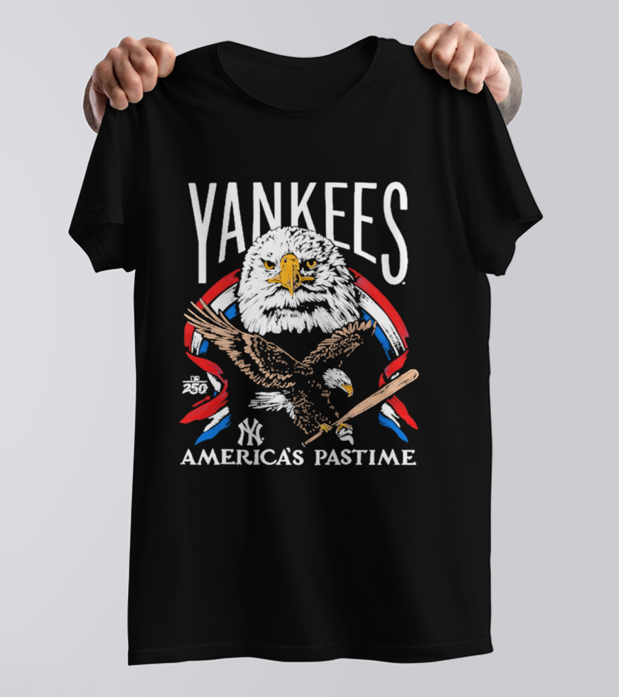 Yankees America's Pastime Eagle Baseball Bat Tri Blend T-Shirt