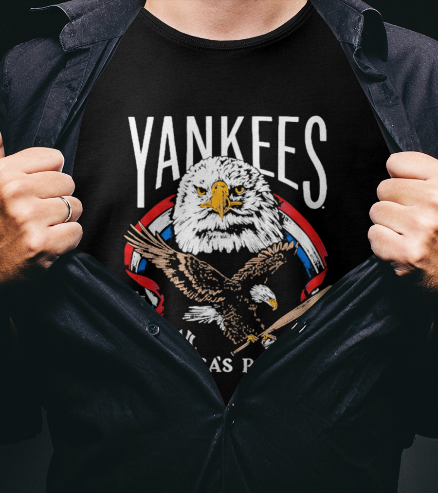 Yankees America's Pastime Eagle Baseball Bat Tri Blend T-Shirt