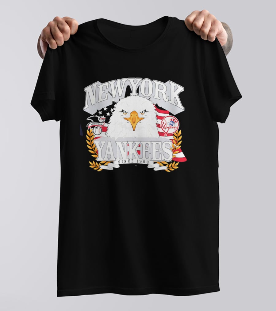 New York Yankees Americana Eagle Celebrating USA Flag With Baseball T-Shirt