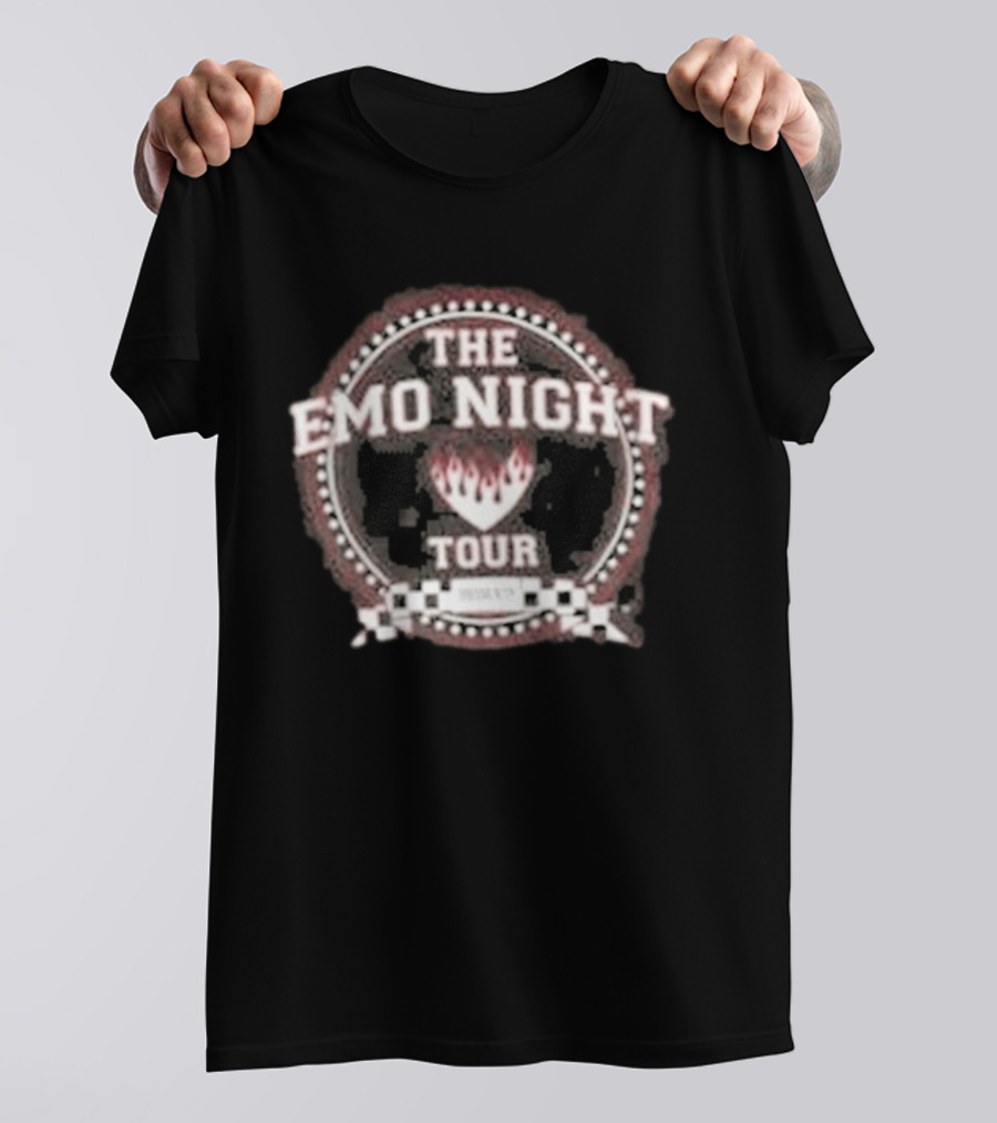 The Emo Night Tour Fraternity Fire Heart Checkered Circle T-Shirt