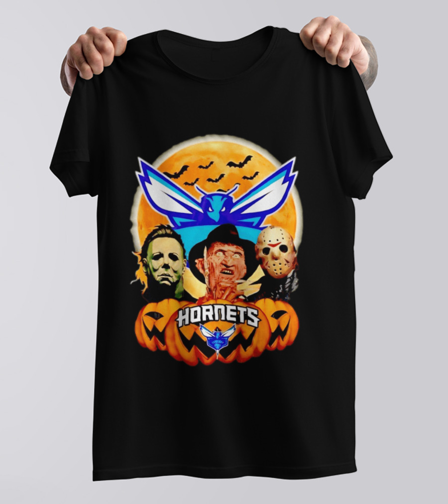 Halloween Horror Characters Freddy Jason Michael Myers Charlotte Hornets T-Shirt