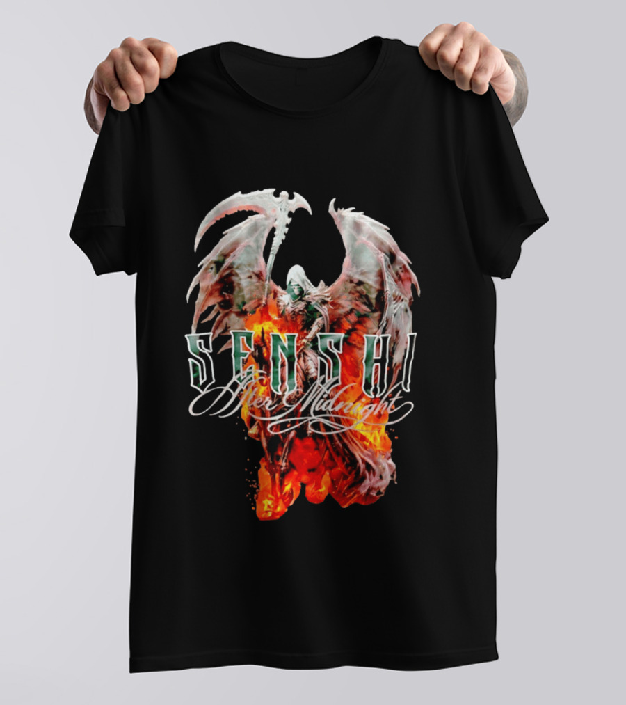 Senshi After Midnight Flaming Grim Reaper Wings T-Shirt