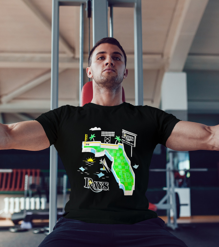 Tampa Bay Rays Florida Map TB Stadium Palms And Sunshine T-Shirt