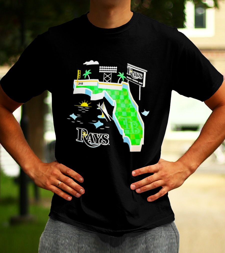 Tampa Bay Rays Florida Map TB Stadium Palms And Sunshine T-Shirt