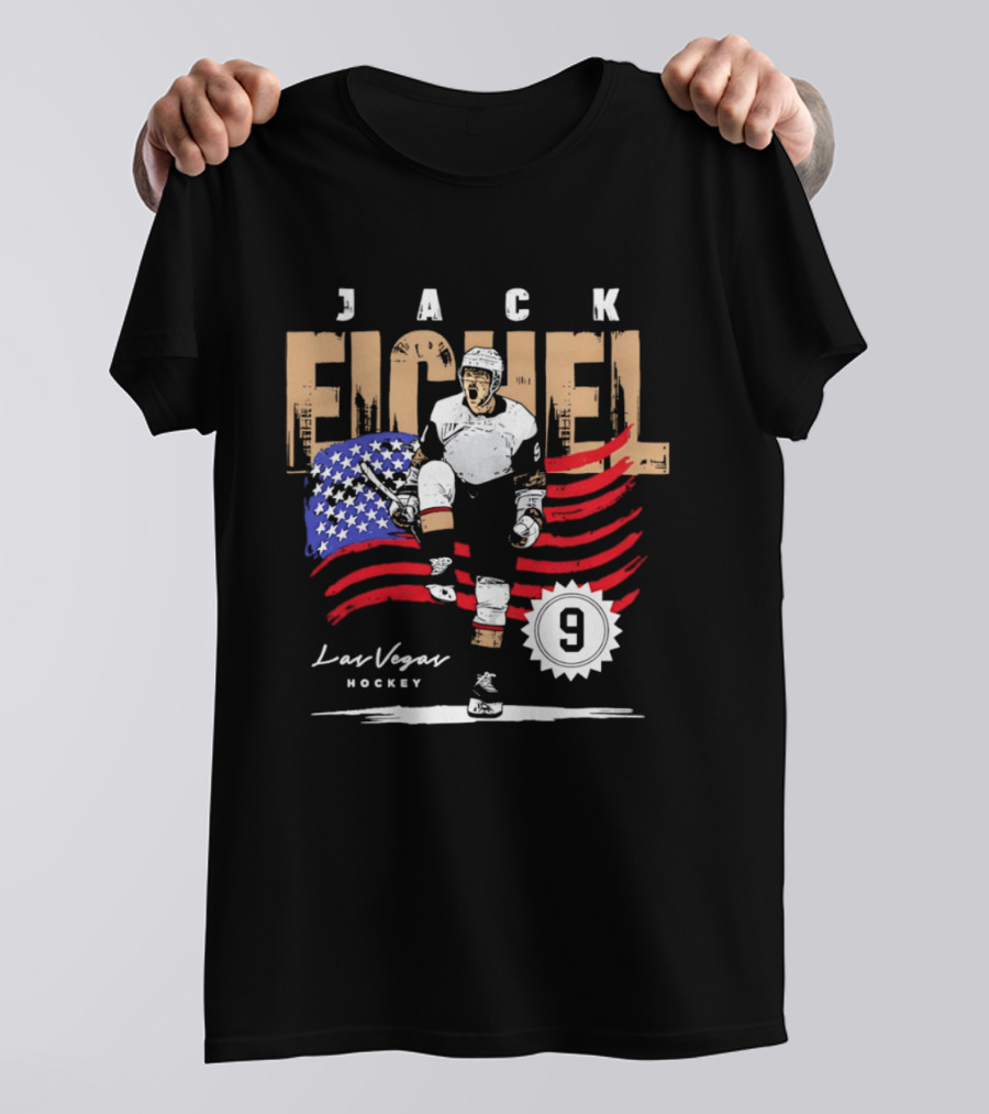 Jack Eichel 9 USA Flag Las Vegas Hockey 2026 T-Shirt