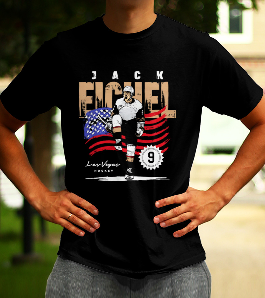 Jack Eichel 9 USA Flag Las Vegas Hockey 2026 T-Shirt