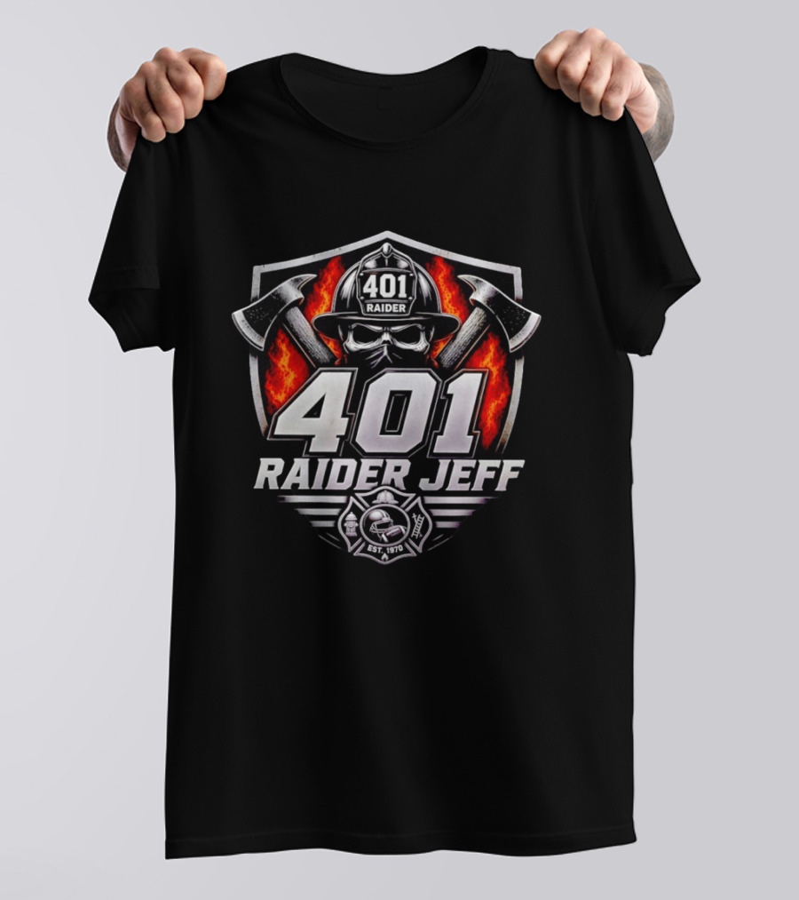 Las Vegas Raiders 401 Raider Jeff Skull Firefighter Helmet Logo Est. 1970 T-Shirt