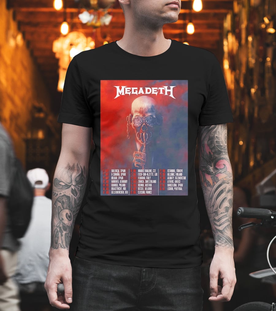 Megadeth 2026 Farewell Tour Europe Dates And Venues T-Shirt