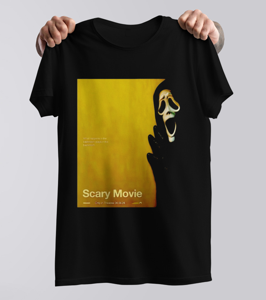 What Happens In The Backroom Stays In The Backroom Scary Movie 6 Backrooms Only In Theatres 06.05.26 T-Shirt