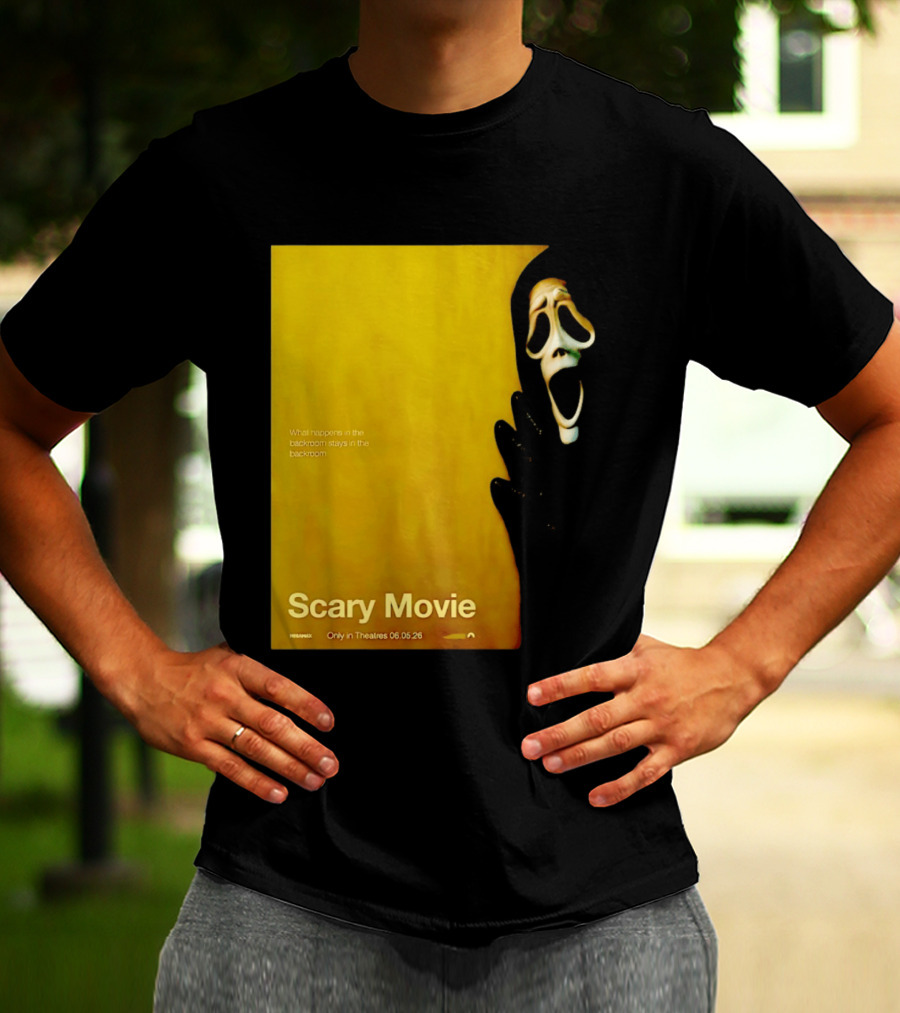 What Happens In The Backroom Stays In The Backroom Scary Movie 6 Backrooms Only In Theatres 06.05.26 T-Shirt
