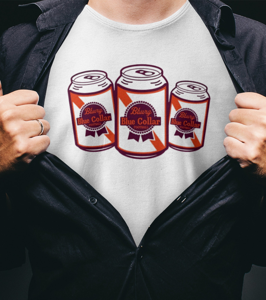 Blacksburg Virginia Tech University Hokies Bburg Blue Collar Football ACC Cans T-Shirt