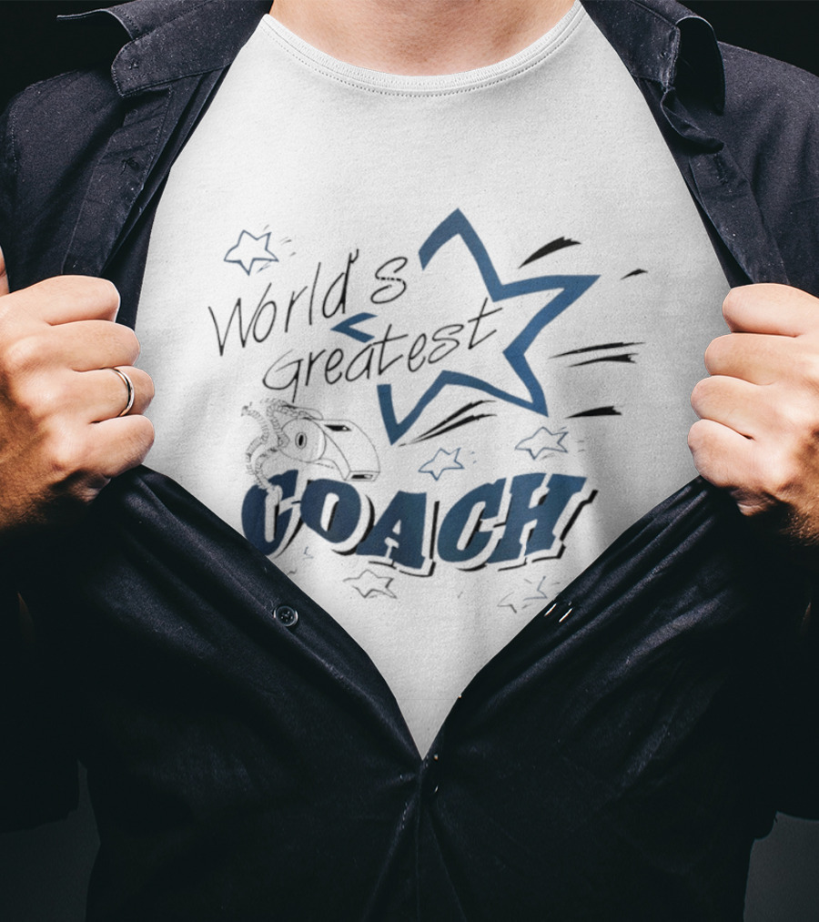 World's Greatest Coach Whistle Star Accents T-Shirt