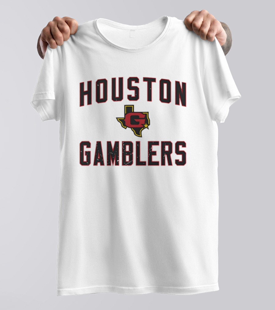 Houston Gamblers Jim Kelly Ricky Sanders USFL Texas Astrodome Team Gear T-Shirt