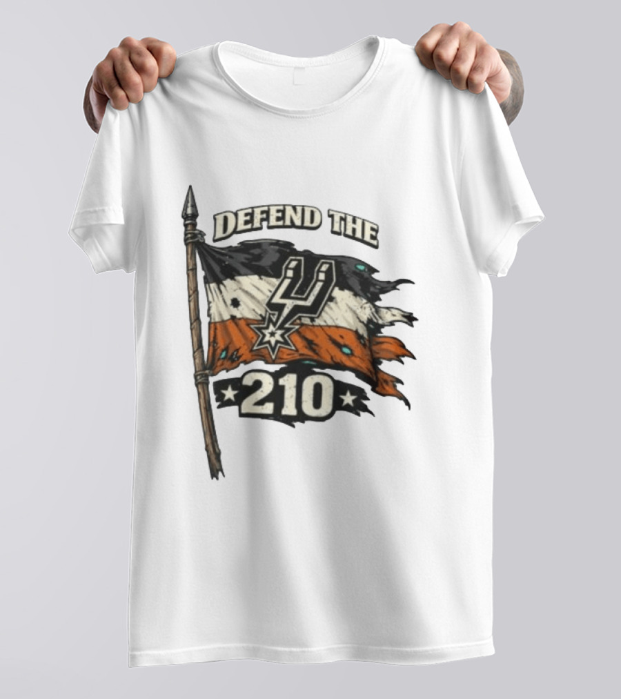 Defend The 210 Spurs Basketball Flag Banner T-Shirt