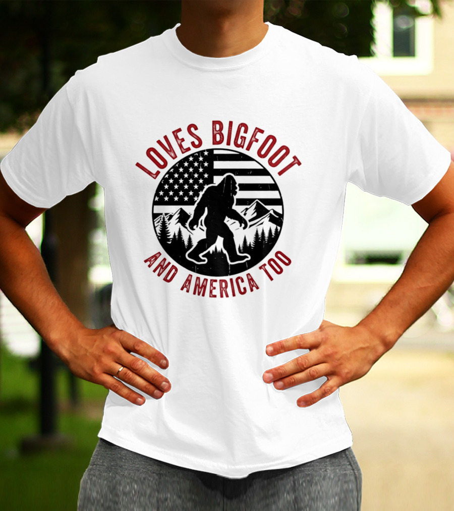Sasquatch Cryptozoology America Loves Bigfoot And United States Too T-Shirt