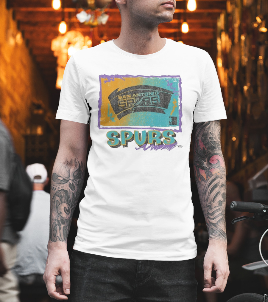 San Antonio Spurs White Surf Foundation Retro Colorful NBA T-Shirt