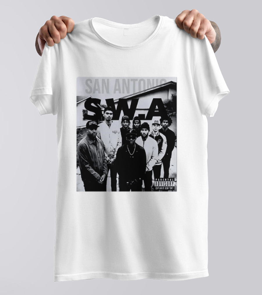San Antonio Swa Paradvisory Explicit Content 210 Spurs Black And White Group T-Shirt