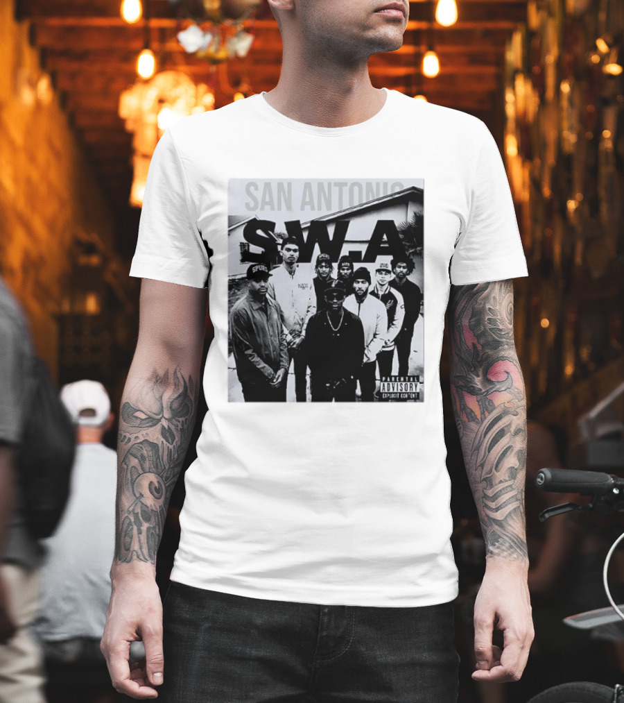San Antonio Swa Paradvisory Explicit Content 210 Spurs Black And White Group T-Shirt