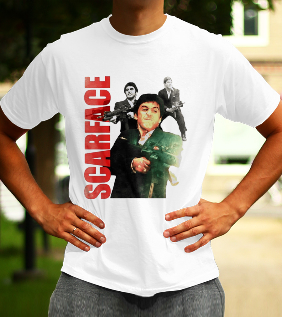 Scarface Tony Montana Al Pacino 1983 Miami Iconic Movie Moment T-Shirt