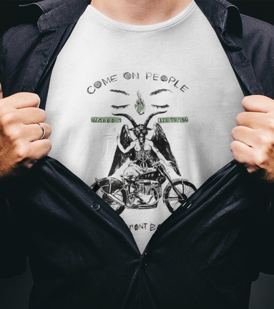 The Front Bottoms Come On People Would I Lie To You Motorcycle Baphomet T-Shirt