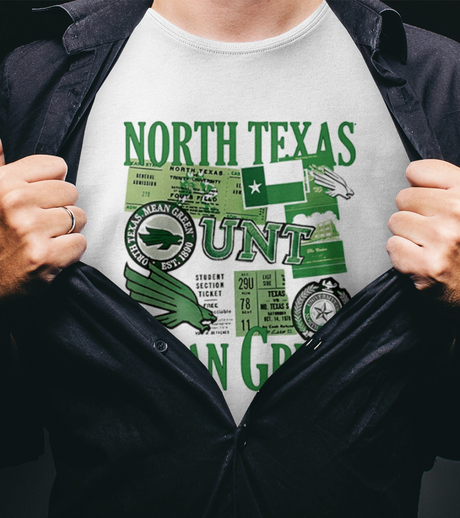 North Texas Mean Green UNT Fouts Field 1890 Football Tickets Memorabilia T-Shirt