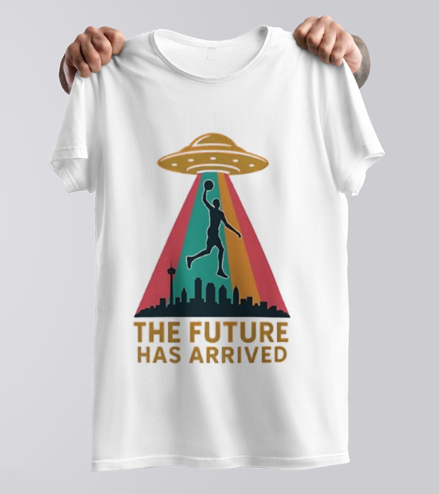 Victor Wembanyama San Antonio Spurs NBA The Future Has Arrived UFO Skyline T-Shirt