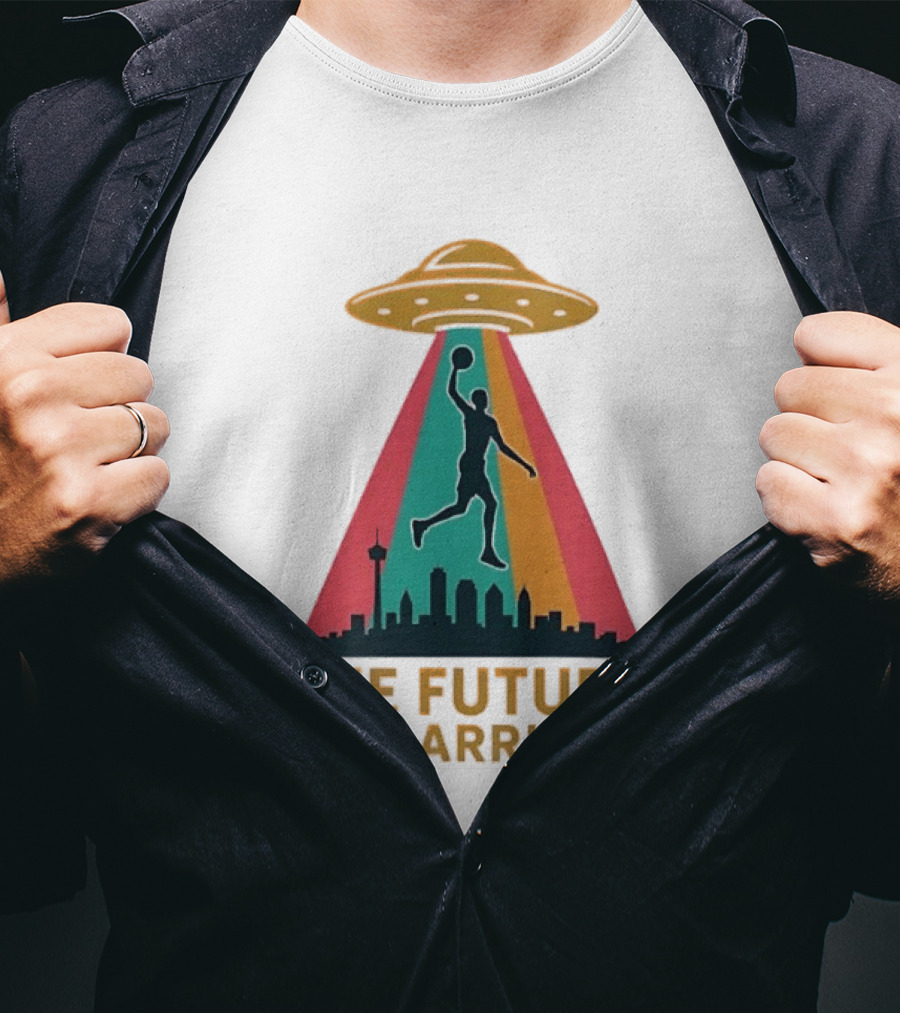 Victor Wembanyama San Antonio Spurs NBA The Future Has Arrived UFO Skyline T-Shirt