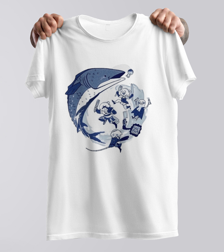 NieR Automata 2B Fishing Cooking Game Characters Wave T-Shirt