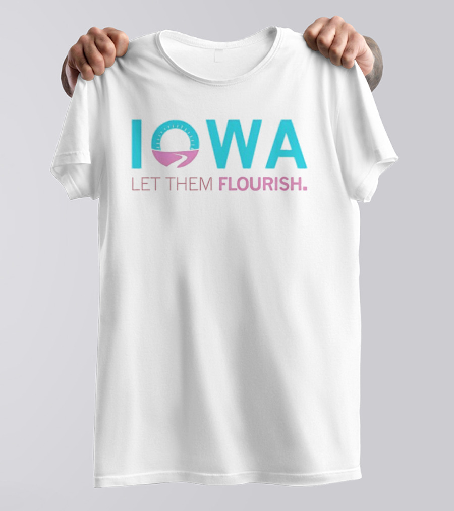 Iowa Let Them Flourish Pink Blue Circular Arrow T-Shirt