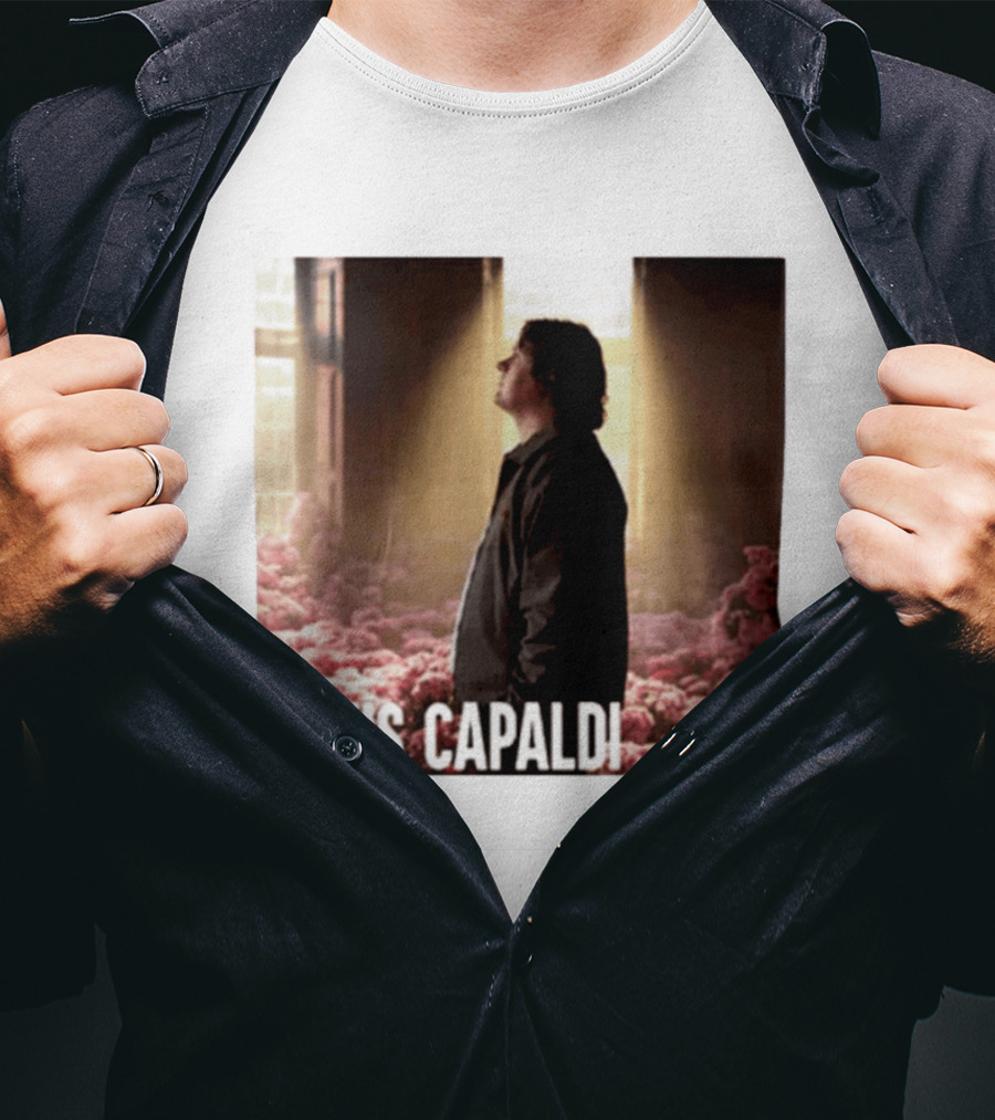 Lewis Capaldi Standing In Floral Scene With Sunlight In Concert Photo T-Shirt