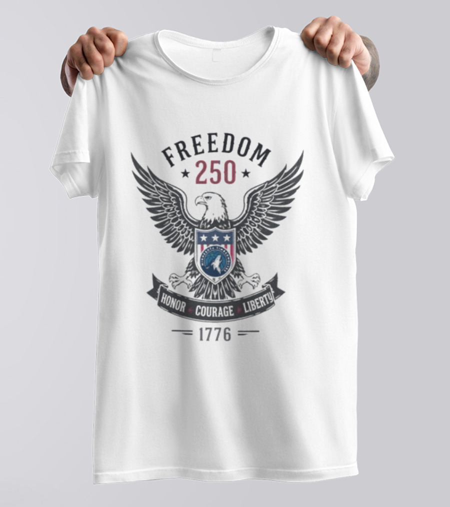 Freedom 250 Eagle Honor Courage Liberty 1776 T-Shirt
