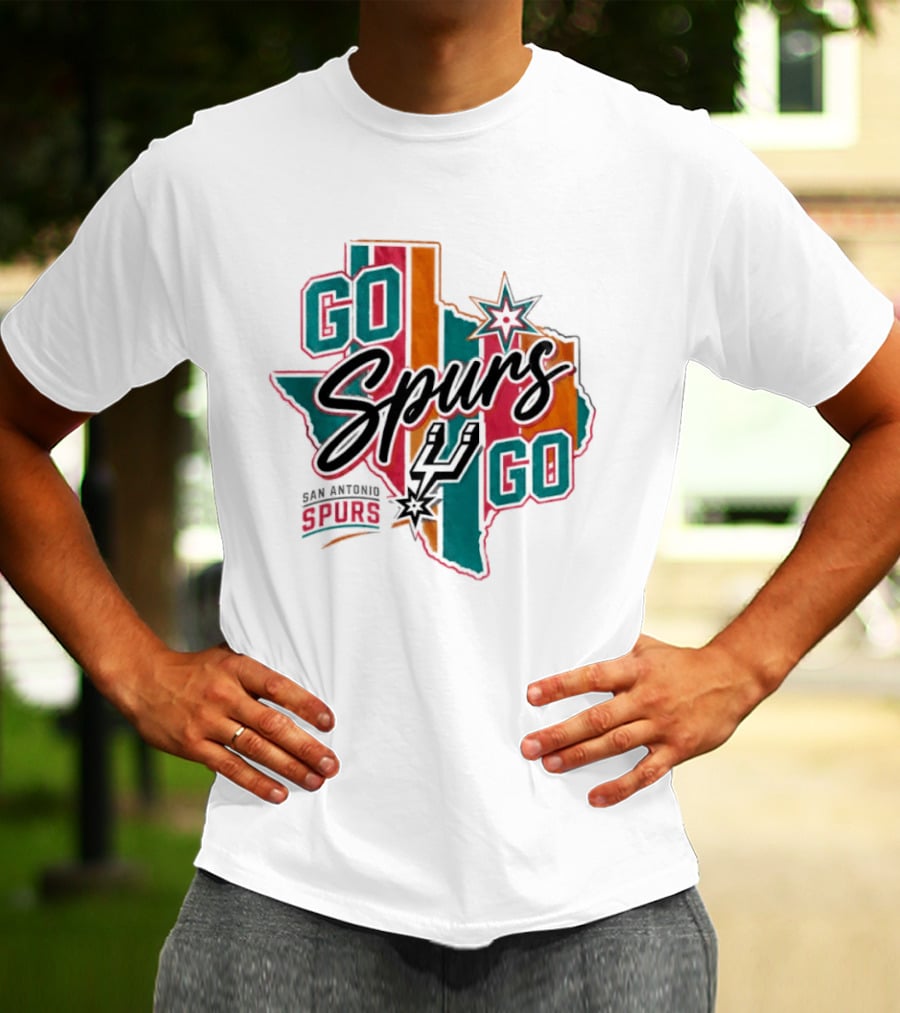 San Antonio Spurs Go Spurs Go Texas Outline NBA Team Spirit T-Shirt