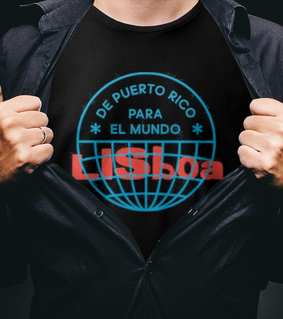 De Puerto Rico Para El Mundo Lisboa Globe Stamp Iconography T-Shirt