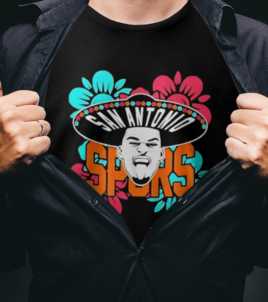 San Antonio Spurs Dejounte Murray Floral Sombrero T-Shirt