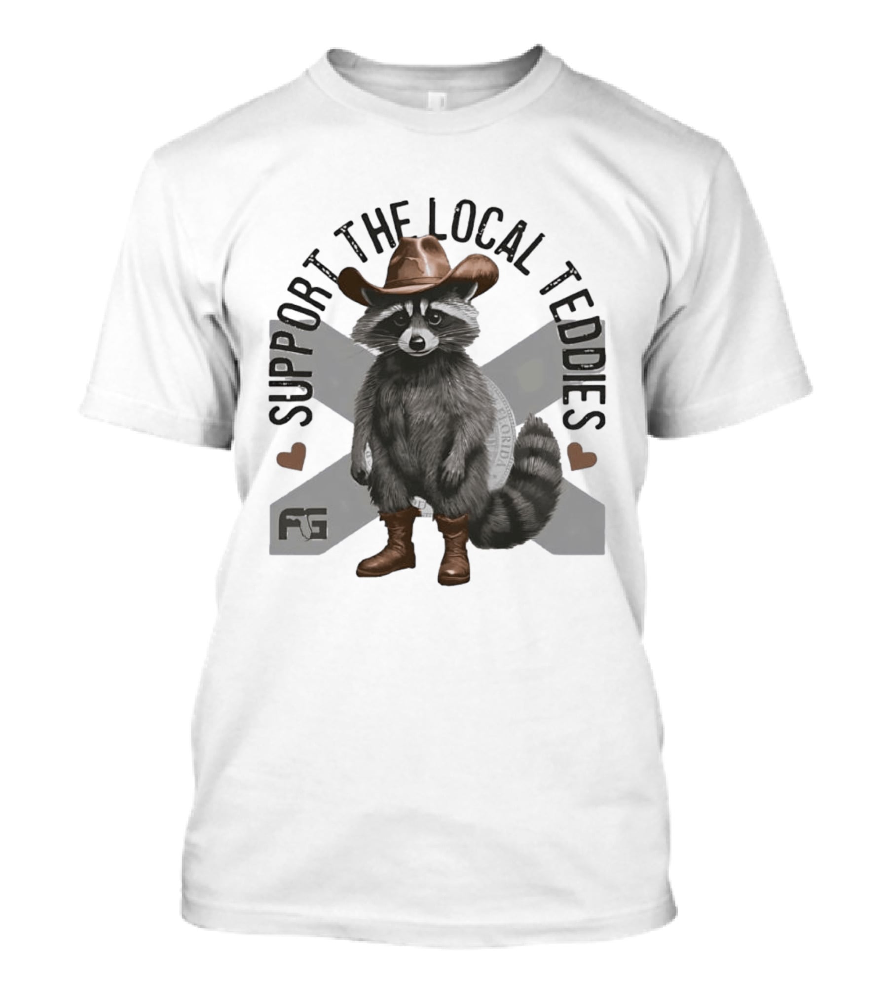 Raccoon Cowboy Support The Local Teddies T-Shirt