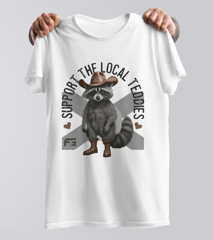 Raccoon Cowboy Support The Local Teddies T-Shirt