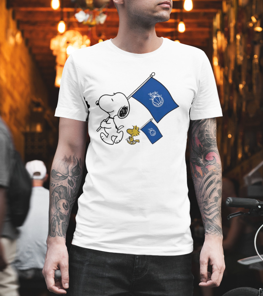 Snoopy And Woodstock Orlando Magic Team Flags Support T-Shirt
