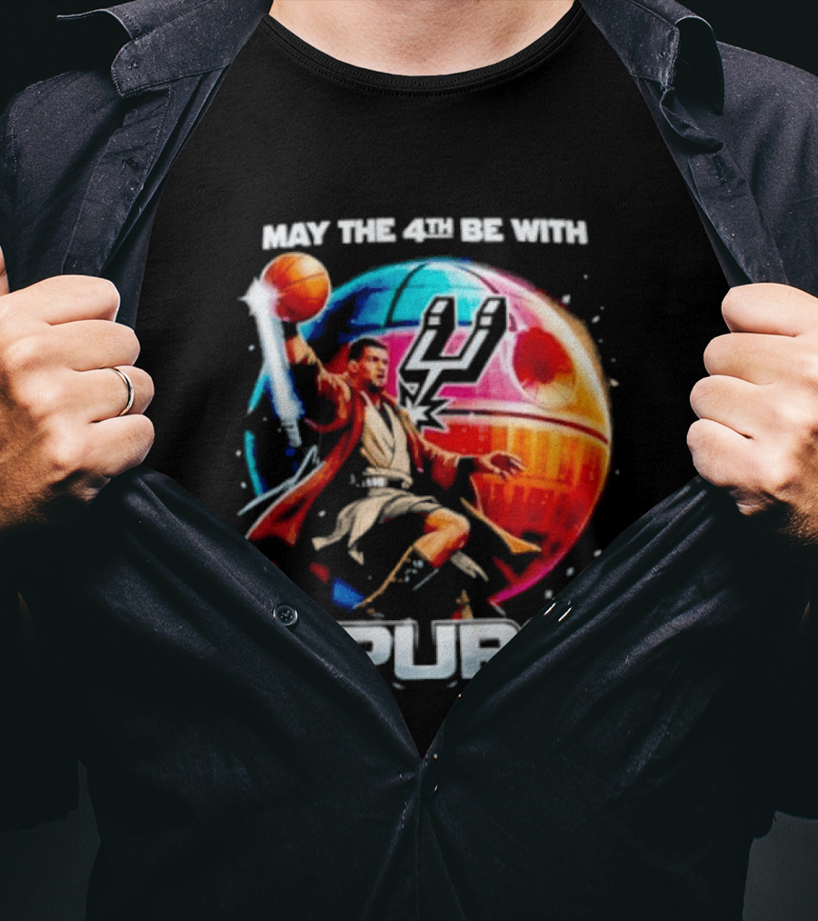 May The 4th Be With Spurs Star Wars Basketball Jedi 2026 T-Shirt