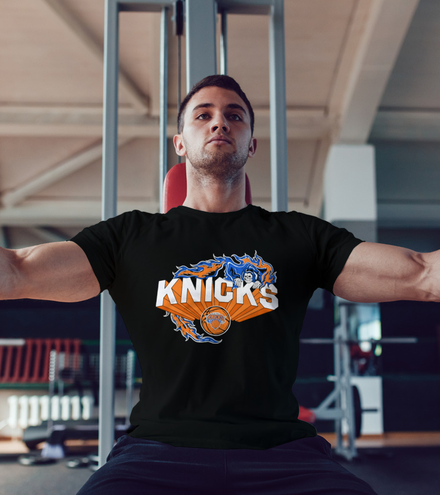 Knicks Basketball Team Flame Graphic New York Knicks NBA T-Shirt