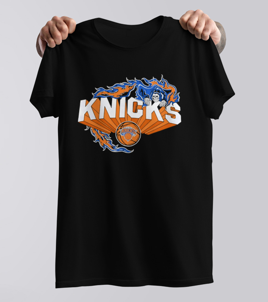 Knicks Basketball Team Flame Graphic New York Knicks NBA T-Shirt