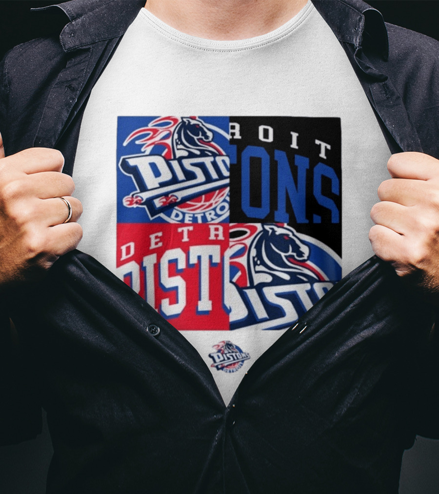 Detroit Pistons New Era Block PISTONS DETROIT Basketball T-Shirt