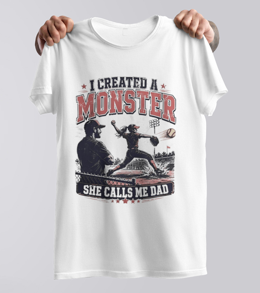 Fastpitch Softball She Calls Me Dad I Created A Monster T-Shirt