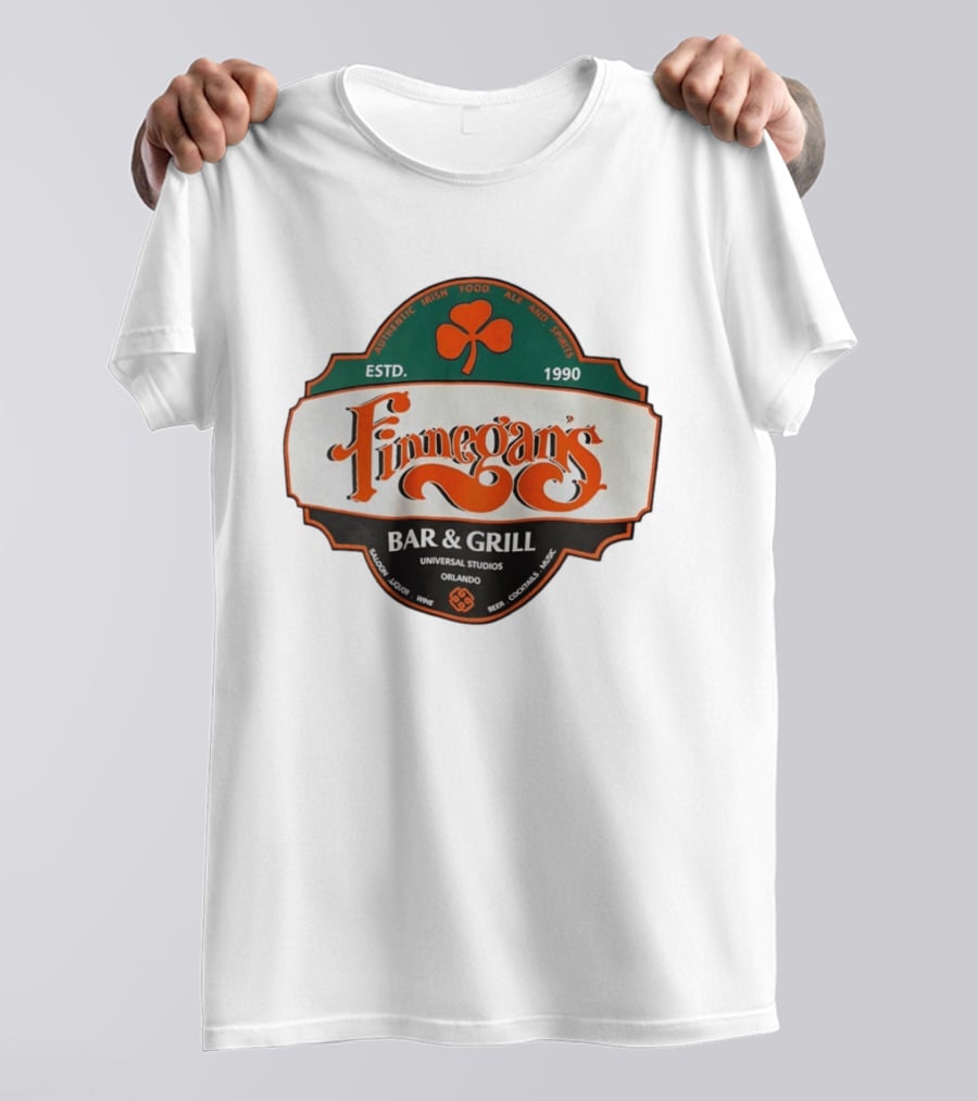 Finnegan's Bar & Grill Authentic Irish Food Ale Spirits Universal Studios Orlando Estd 1990 T-Shirt