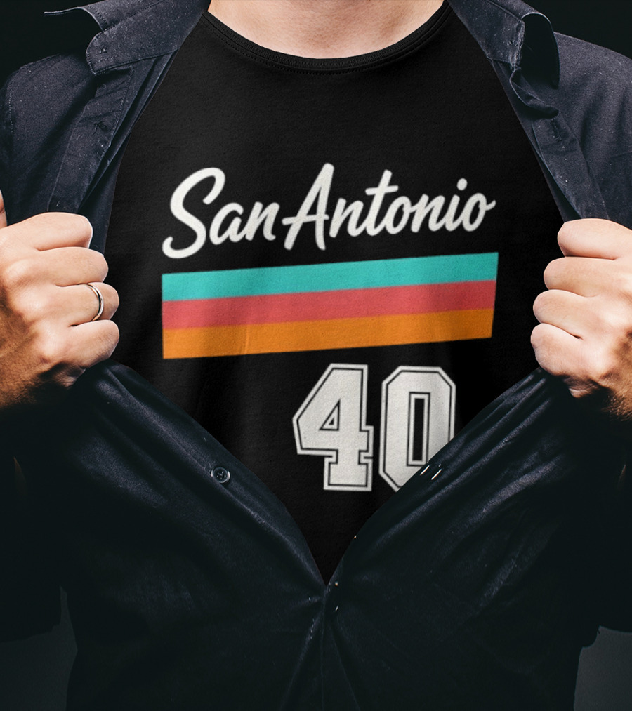 San Antonio Spurs NBA San Antonio 40 Retro Stripes T-Shirt