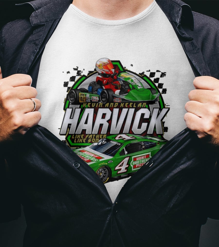Kevin Keelan Harvick NASCAR 4 Hunt Brothers Pizza Busch Light Like Father Like Son T-Shirt