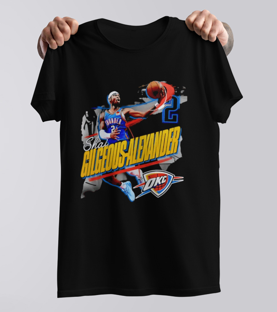 Shai Gilgeous Alexander Oklahoma City Thunder NBA OKC Blue Jersey Number 2 T-Shirt