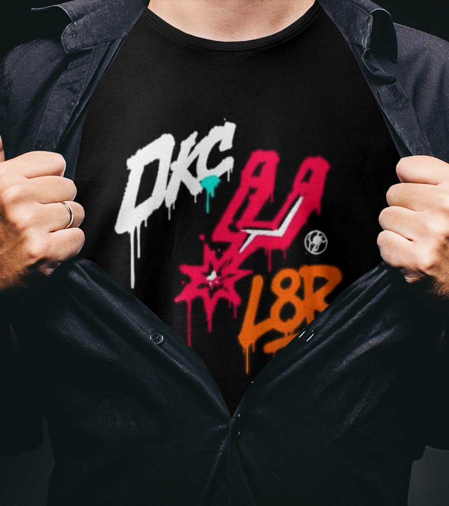 OKC Spurs U L8R Basketball Graffiti T-Shirt
