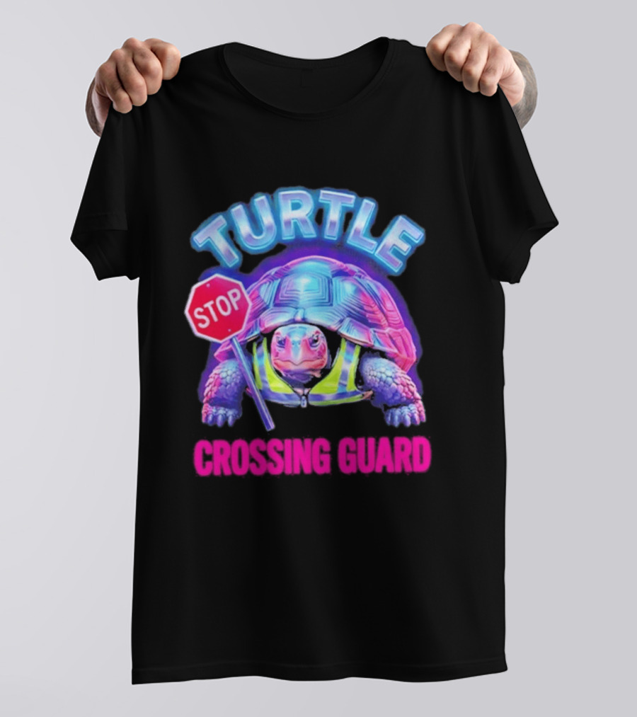 Turtle Stop Crossing Guard Neon Vibe T-Shirt