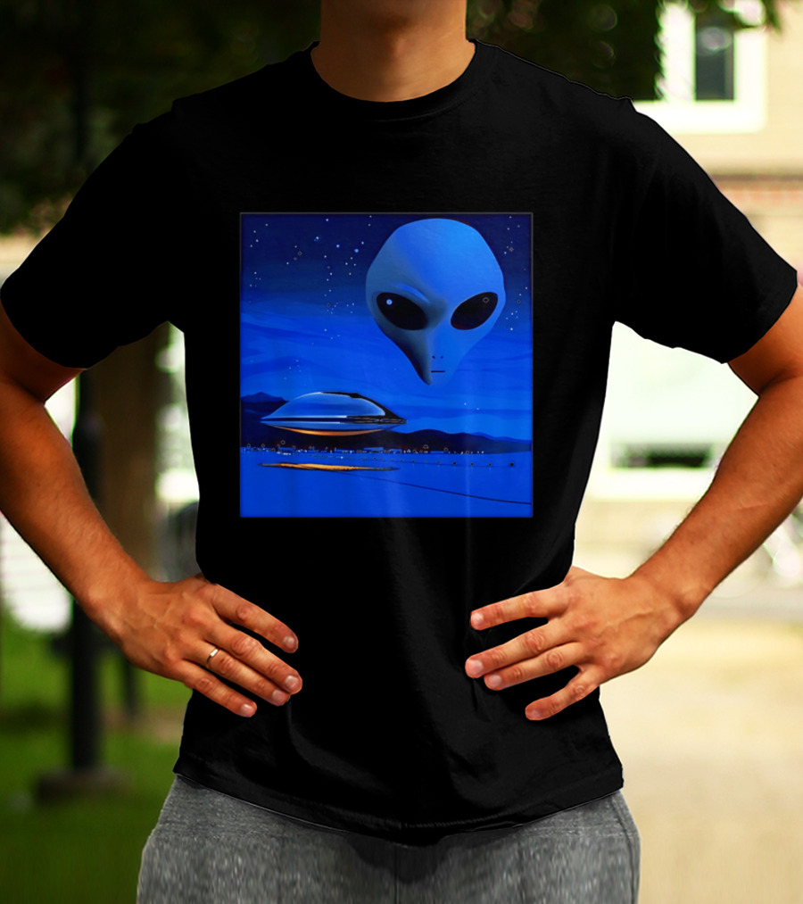 Aline UFO Portrait Night Sky Scene T-Shirt